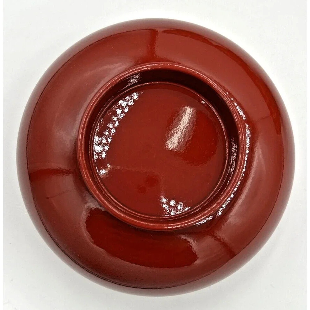 Vintage Japanese‎ Lacquered Bowls Red Painted Set of 5 U133